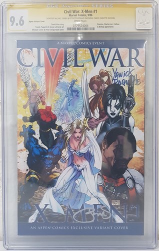 Civil War (Marvel) 1 - X-Men No. 1 - CGC Signature Series - Signed by Michael Turner, Peter Steigerwald and Yanick Paquette